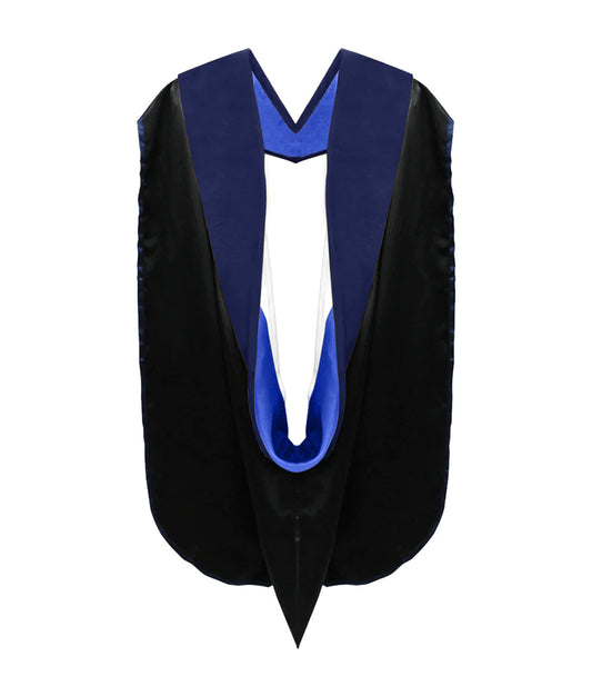 PhD Hood Dark Blue Velvet - White & Royal Blue